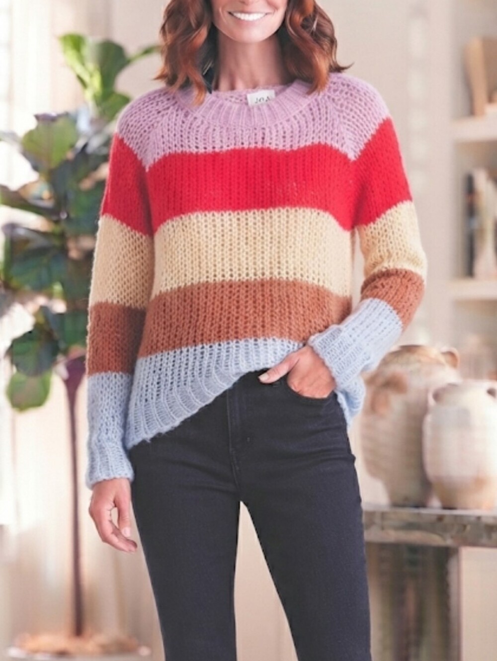 J.O.A. Multicolor Striped Chunky Knit Sweater Ombre Sweater Sz S
